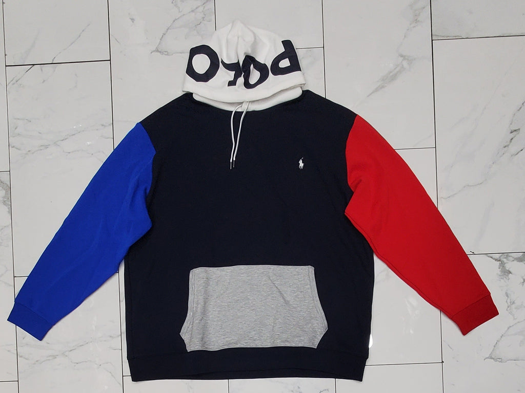Nwt Polo Big & TalL Navy/Red/Grey/White Polo Written On Hood Hoodie u