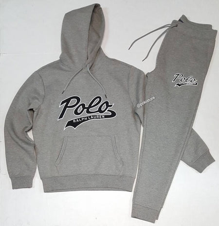 Nwt Polo Ralph Lauren Grey Spellout Logo Fleece Sweatsuit