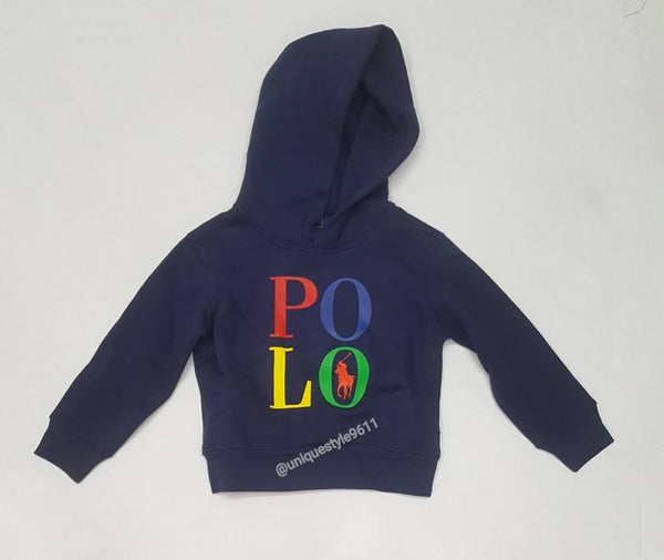 Nwt Kids Boys Polo Ralph Lauren Navy Spellout Hoody (2T-7T) - Unique Style