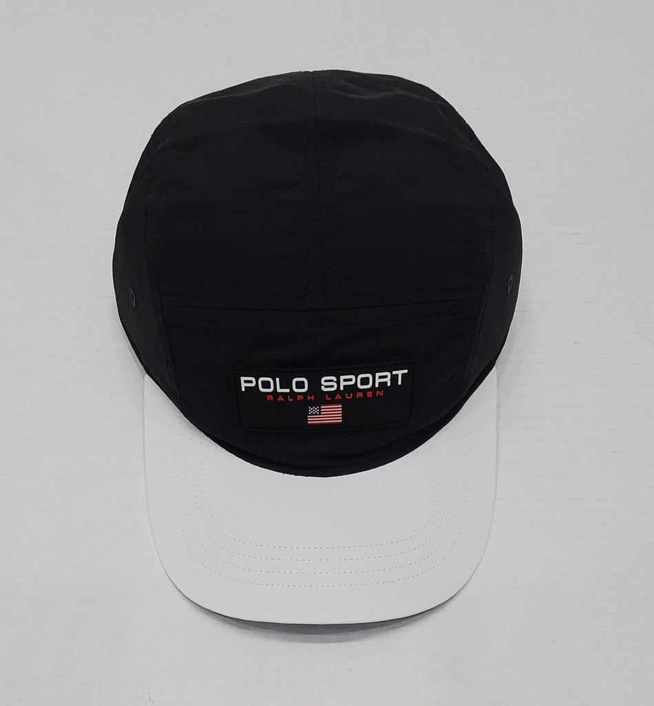 Nwt Polo Ralph Lauren Black/White Polo Sport 5 Panel Nylon Hat