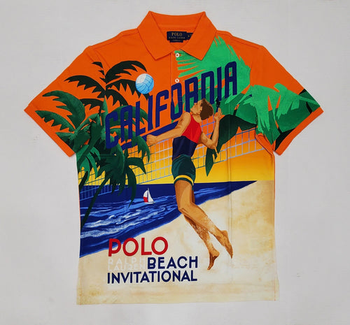 Nwt Polo Ralph Lauren Orange California Beach Volleyball Classic Fit Polo - Unique Style