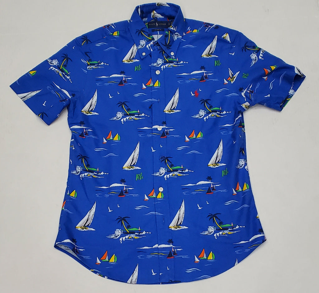 Nwt Polo Ralph Lauren Allover Sailboat Print Custom Fit Button Down
