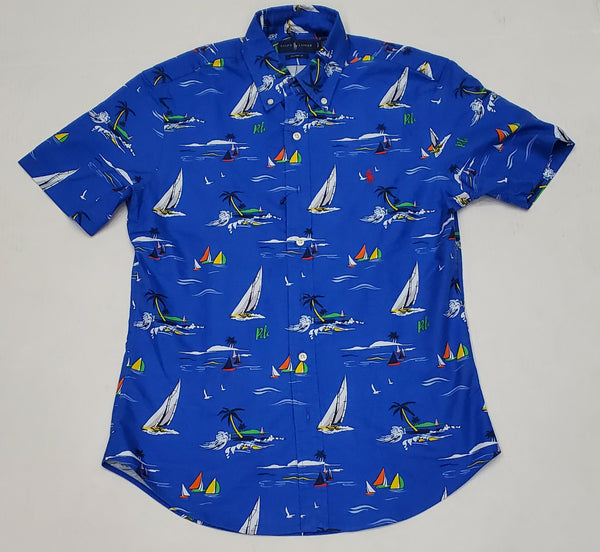 Nwt Polo Ralph Lauren Allover Sailboat Print Custom Fit Button Down - Unique Style