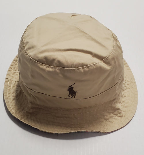 Nwt Polo Ralph Lauren Reversible Tan/Plaid Bucket Hat - Unique Style