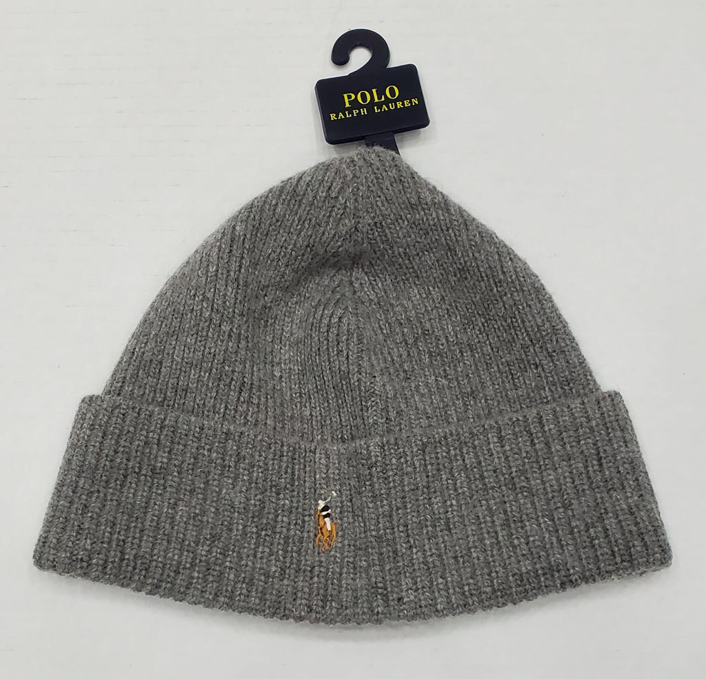 Nwt Polo Ralph Lauren Light Grey Small Pony Wool Skully