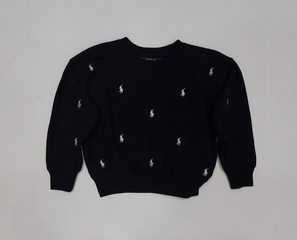 Nwt Polo Ralph Lauren Black/Gold Allover Pony Sweatshirt (2T-7T)
