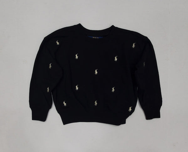Nwt Polo Ralph Lauren Black/Gold Allover Pony Sweatshirt (2T-7T) - Unique Style