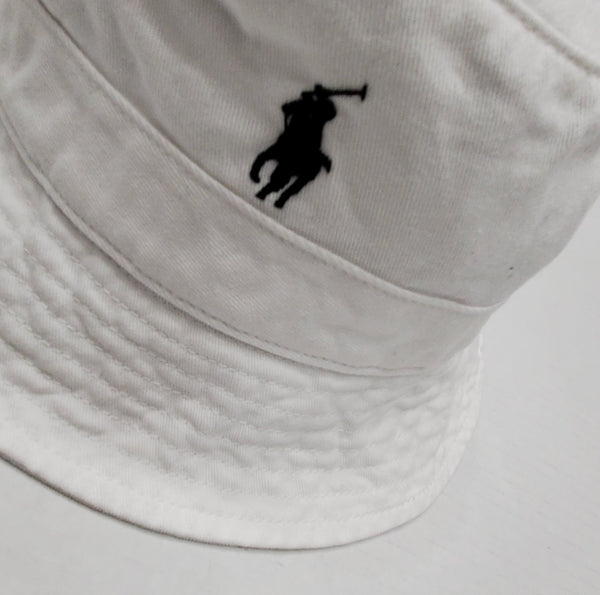 Nwt Polo Ralph Lauren White Small Pony Bucket Hat w/Black Horse - Unique Style