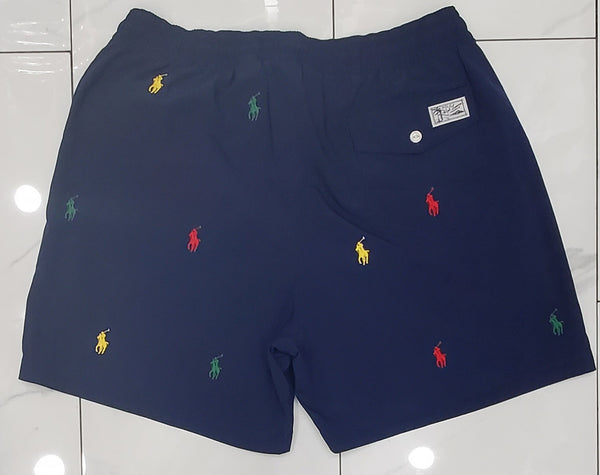 Nwt Polo Ralph Lauren Navy Allover Pony Swim Trunks - Unique Style