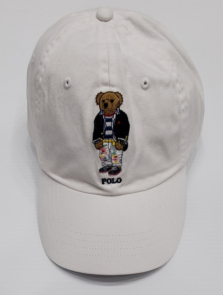 Nwt Polo Ralph Lauren Paint Splatter Teddy Bear Leather Adjustable Strap Back