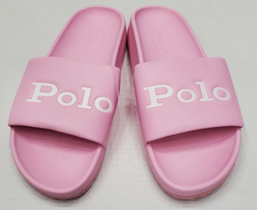 Nwt Women's Polo Ralph Lauren Pink Polo Spellout Slides w/o Box