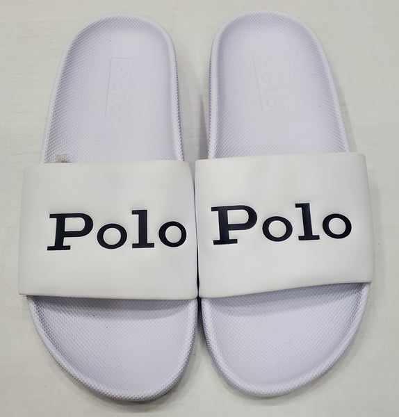 Nwt Polo Ralph Lauren White Polo Spellout Slides w/o Box - Unique Style