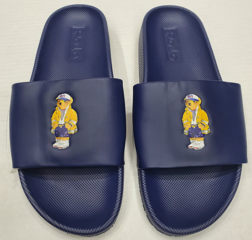 Nwt Polo Ralph Lauren Navy CP-93 Teddy Bear Slides w/o Box