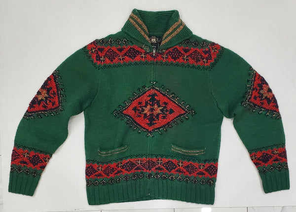 Ralph Lauren RRL Shawl Neck Hand Knit Reindeer Cardigan - Unique Style