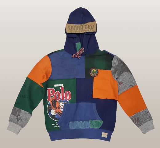 Nwt Polo Ralph Lauren Patchwork Dry Goods N.West Trails Fleece Hoodie - Unique Style