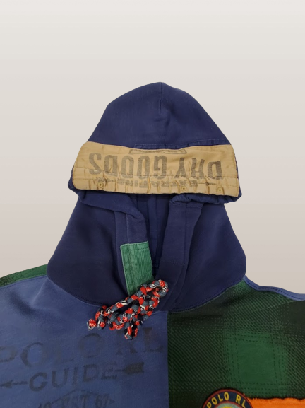 Nwt Polo Ralph Lauren Patchwork Dry Goods N.West Trails Fleece Hoodie - Unique Style