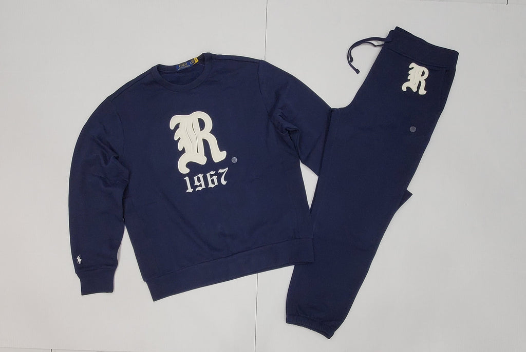 Nwt Polo Ralph Lauren Navy Blue 'R' Embroidered Patch 1967 Sweatshirt With Navy 'R' Embroidered Patch Joggers
