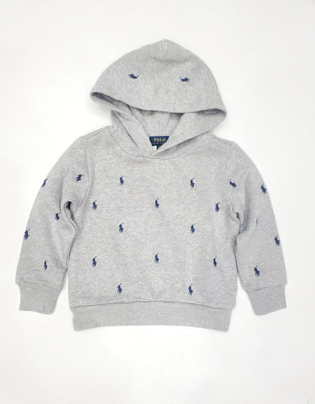 POLO RALPH LAUREN LIGHT GREY COTTON V-NECK SWEATER