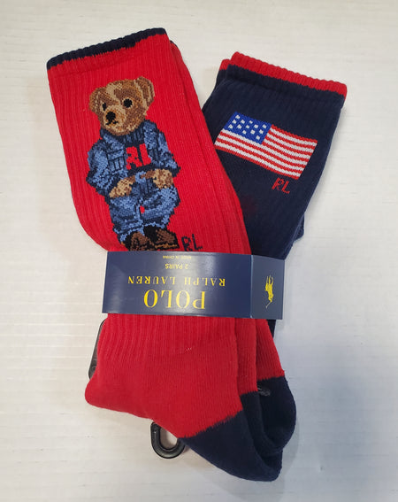 Nwt Polo Ralph Lauren Orange Bear/Small Pony Socks