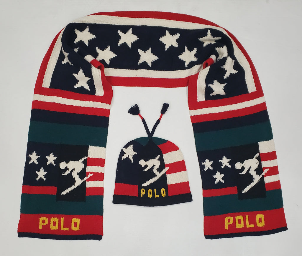 Nwt Polo Ralph Lauren Skier Scarf with Matching Skier Skully