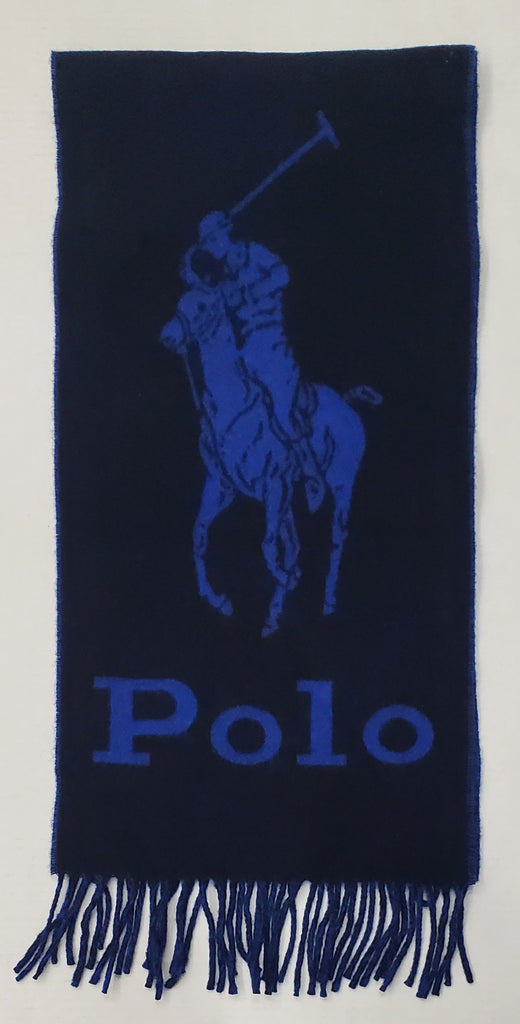 NWOT Polo Ralph Lauren Navy/Royal Wool Blend Big Pony Scarf