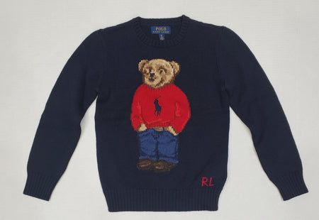 Nwt Kids Polo Ralph Lauren Bear Knit Hooded Sweater (2T-7T)