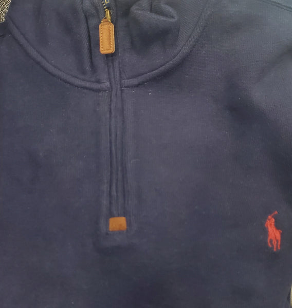 Nwt Polo Ralph Lauren Navy w/Burgundy Horse Half-Zip Sweater - Unique Style