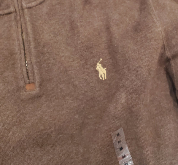 Nwt Polo Ralph Lauren Nutmeg Brown w/Brown Horse Half-Zip Sweater - Unique Style