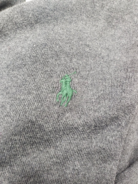 Nwt Polo Ralph Lauren Dark Grey w/Green Horse V-Neck Cotton Sweater - Unique Style