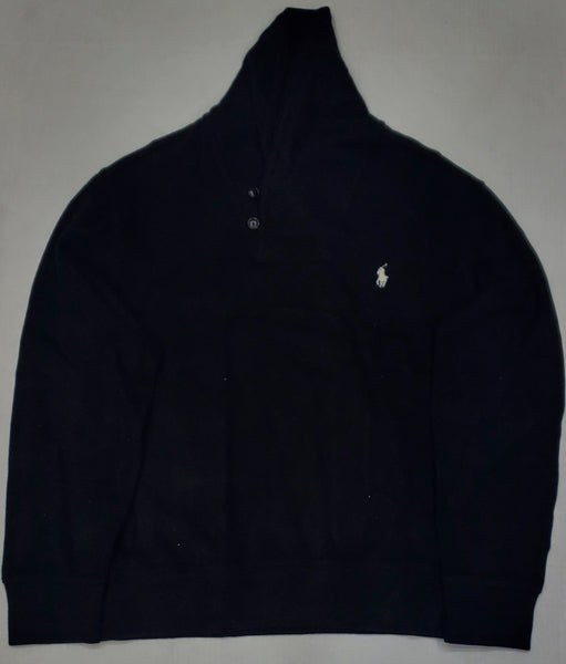 Nwt Polo Ralph Lauren Black w/White Horse Shawl Neck Sweater - Unique Style