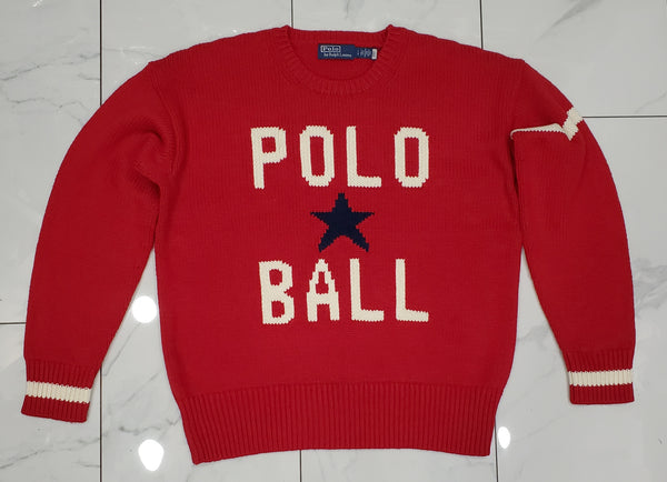 Nwt Polo Ralph Lauren Red Polo Ball Sweater - Unique Style
