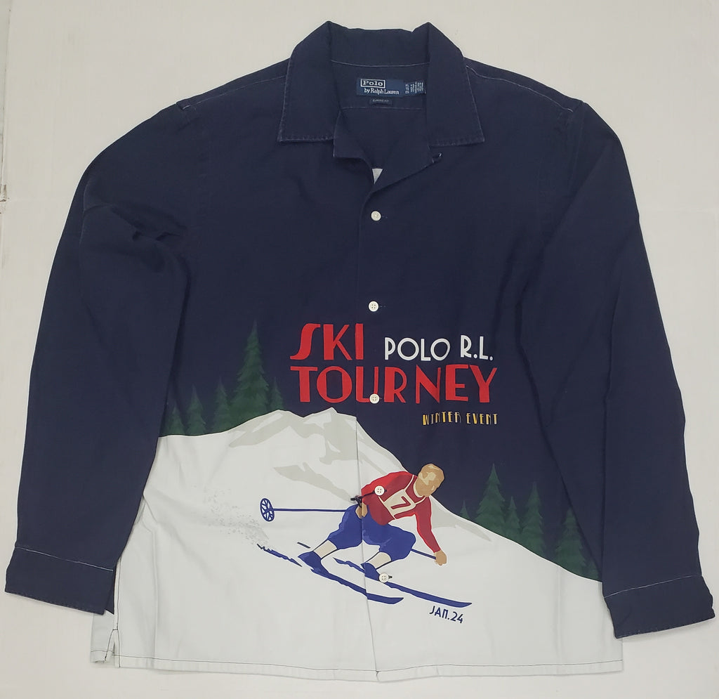 Nwt Polo Ralph Lauren Navy Ski Winter Event Classic Fit L/S Button Up