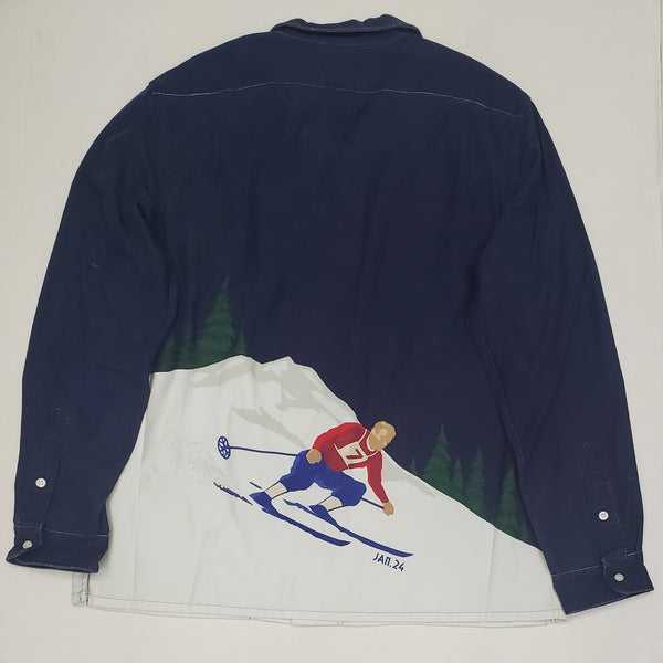 Nwt Polo Ralph Lauren Navy Ski Winter Event Classic Fit L/S Button Up - Unique Style