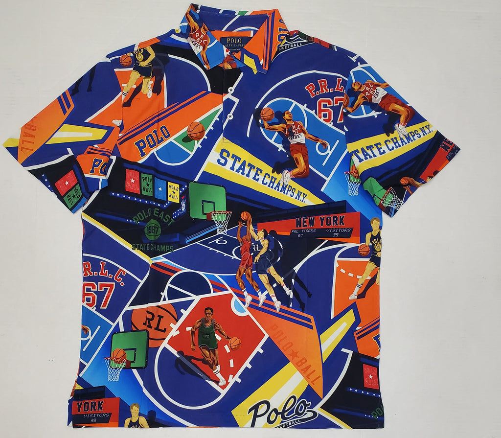 Nwt Polo Ralph Lauren Allover Basketball Print Classic Fit Polo