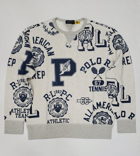 Nwt Polo Ralph Allover Print Fleece Sweatshirt - Unique Style