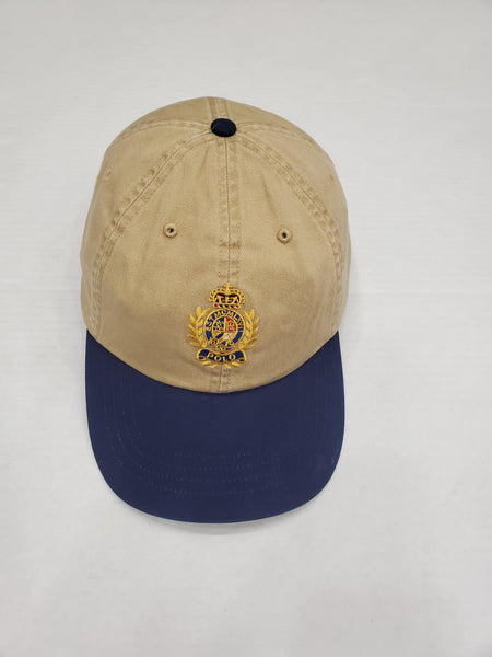 Nwt Polo Ralph Lauren Khaki/Navy Crest Adjustable Hat - Unique Style