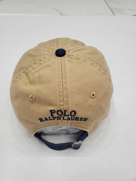 Nwt Polo Ralph Lauren Khaki/Navy Crest Adjustable Hat - Unique Style