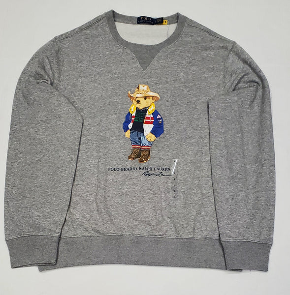 Nwt Polo Ralph Grey Cowboy Teddy Bear Sweatshirt - Unique Style