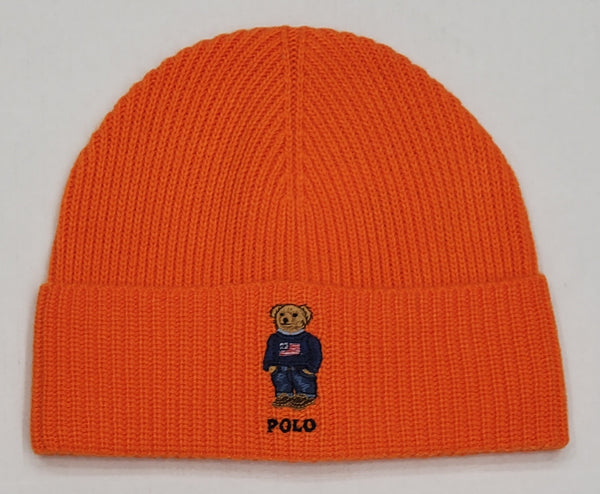 Nwt Polo Ralph Lauren Orange American Flag Teddy Bear Skully - Unique Style