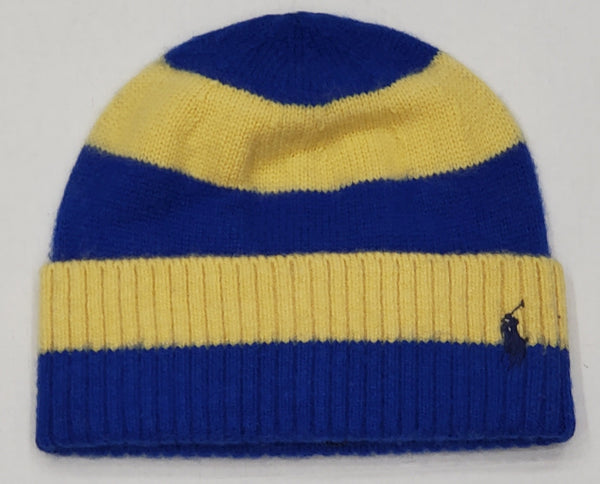 Nwt Polo Ralph Lauren Royal Blue/Yellow Wool Small Pony Skully - Unique Style