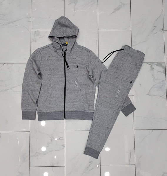 Nwt Polo Ralph Lauren Grey with Black Small Pony Double Knit Sweatsuit - Unique Style