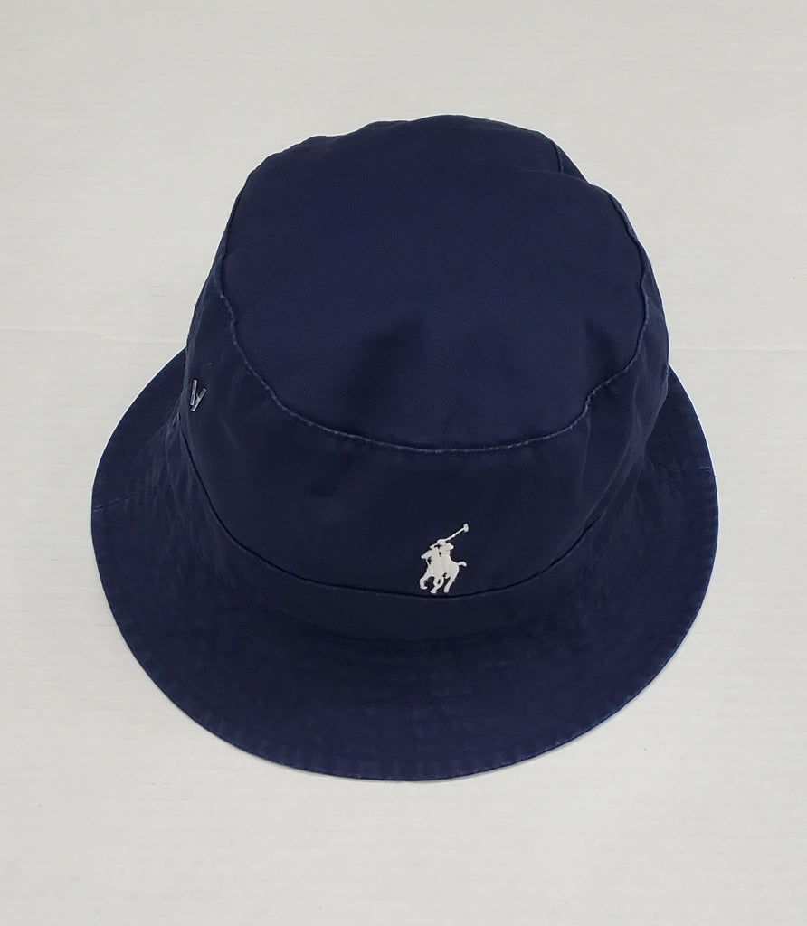 Nwt Polo Ralph Navy Plaid Crest/Big Pony Reversible Bucket Hat