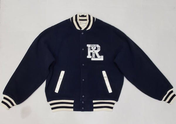 Nwt Polo Ralph Lauren Women's Navy RL Logo Fleece/Satin NY Finals 67 Bomber Jacket - Unique Style