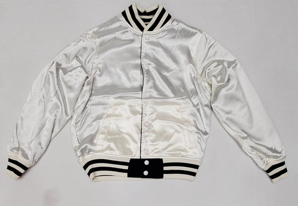 Nwt Polo Ralph Lauren Women's Navy RL Logo Fleece/Satin NY Finals 67 Bomber Jacket - Unique Style