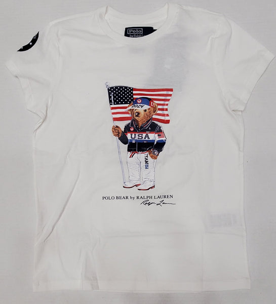 Nwt Polo Ralph Lauren Women's White Olympic Teddy Bear Tee - Unique Style
