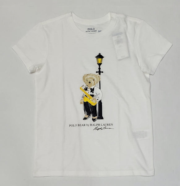 Nwt Polo Ralph Lauren Women's White Teddy Bear Trumpet Tee - Unique Style