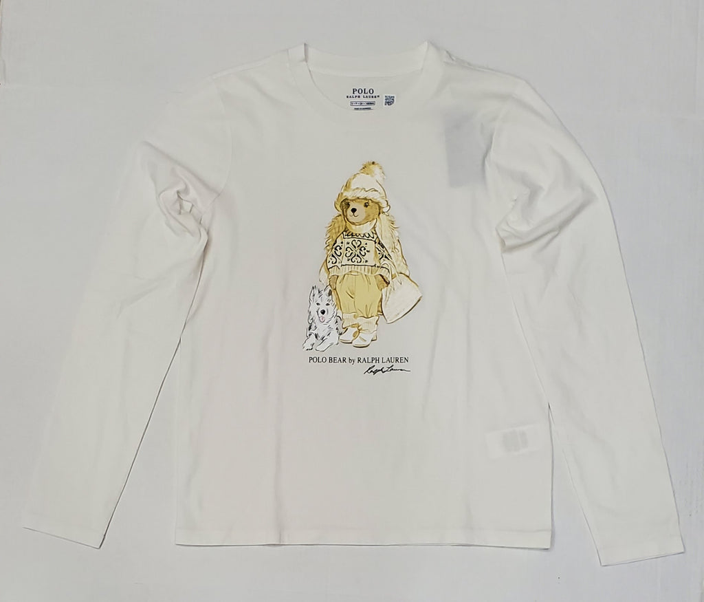 Nwt Polo Ralph Lauren Women's White Teddy Bear Long Sleeve Tee