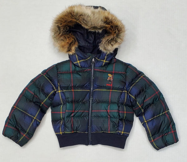 Polo Ralph Lauren Girls Plaid Teddy Bear Snorkel Jacket (2-6x) - Unique Style