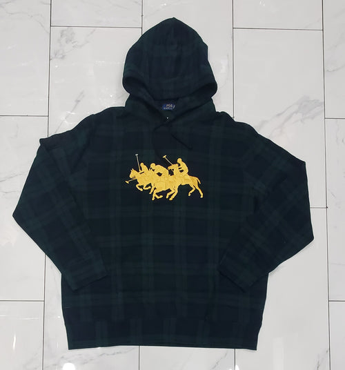 Nwt  Polo Ralph Lauren Green Plaid Triple Pony Embroidered Hoodie - Unique Style