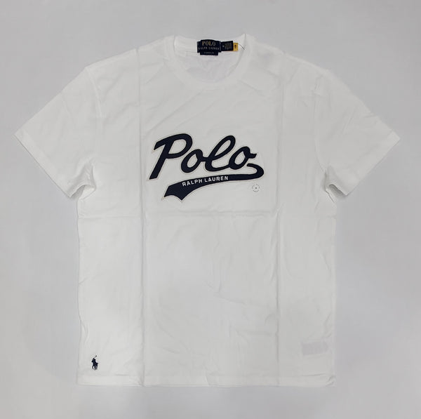 Nwt Polo Ralph Lauren White/Navy Script Patch Classic Fit Tee - Unique Style